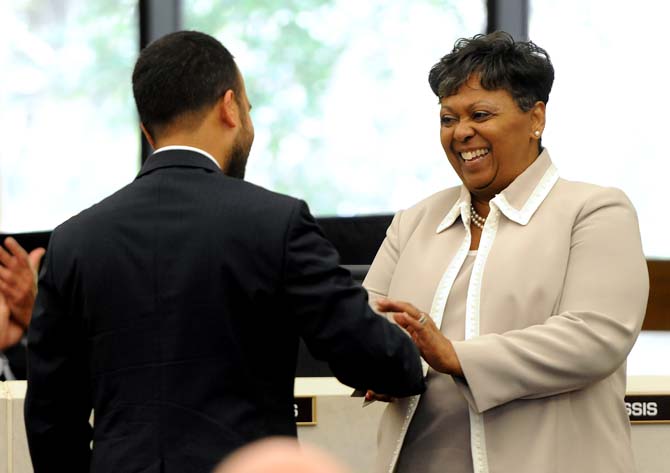 Chairman-Elect Anne Duplessis is sworn in at a Board of Supervisors meeting Friday, September 6, 2013 in the LSU Systems Building.