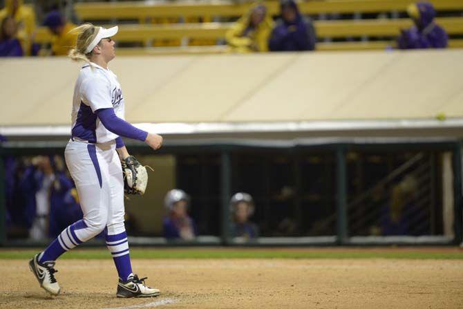 Freshman pitcher, Carley Hoover (21) pitches on Friday during the tigers' softball game against Ball State on Friday Feb. 27, 2015 at Tiger Park.