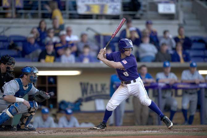 LSU junor infield Alex Bregman (8) prepares to bat during the Tigers' 7-3 victory against Kentucky on Saturday, March 28, 2015 in the Alex Box Stadium.