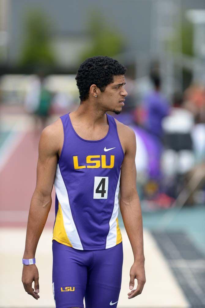 LSU sophomore runner Blair Henderson walks off the track during the 2015 LSU Invitational Battle on the Bayou on Saturday, April 4, 2015, at the Bernie Moore Stadium.