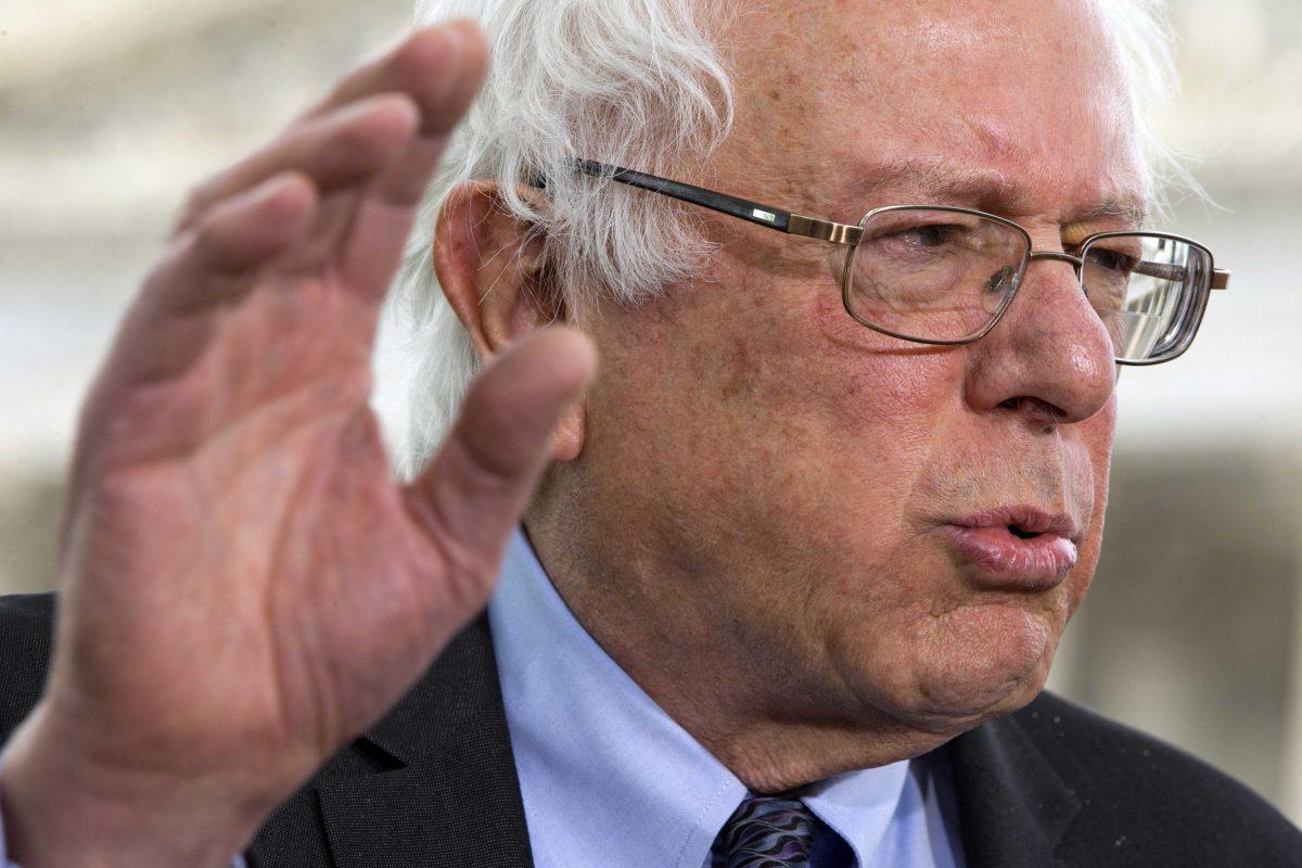 Sen. Bernie Sanders, I-Vt., speaks to the media about his agenda in running for president, Thursday, April 30, 2015, on Capitol Hill in Washington. (AP Photo/Jacquelyn Martin)