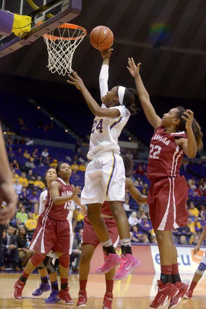 LSU senior guard, DeShawn Harden (24), shoots the ball during the Tigers' 51-39 victory against Alabama on Sunday, Feb. 8, 2015, in the Pete Maravich Assembly Center.