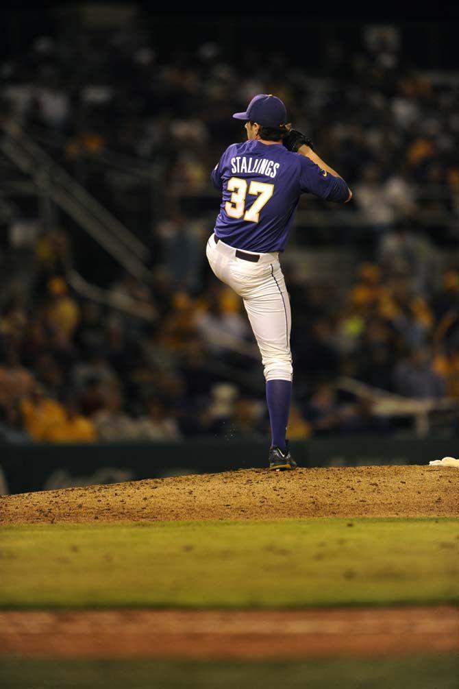 LSU Freshman, pitcher Jesse Stallings (37), during the Tigers&#8217; 5-3 defeat against Ole Miss on Saturday, March. 14, 2015.