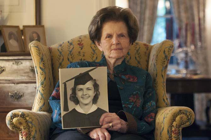 Alumnus Jane Middleton holds her graduation photograph from 1941 on Wednesday, April 29, 2015, in her Baton Rouge home.