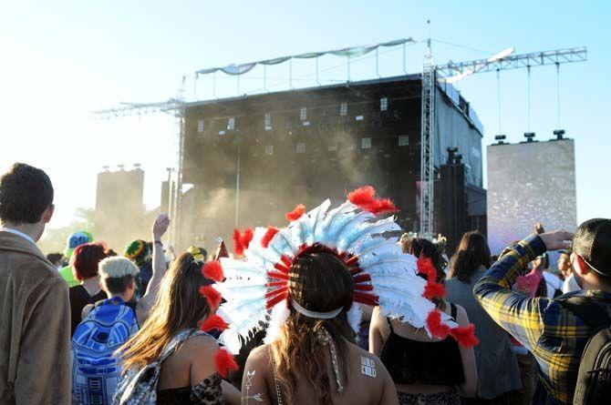 Festival goers dance at stage Le Plur at VooDoo Music Experience Friday, October 31, 2014 in New Orleans.