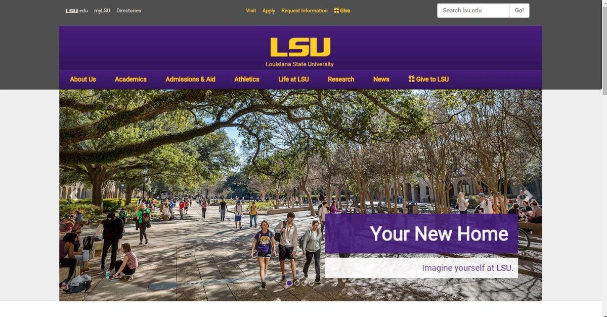 A screenshot of lsu.edu's new homepage.