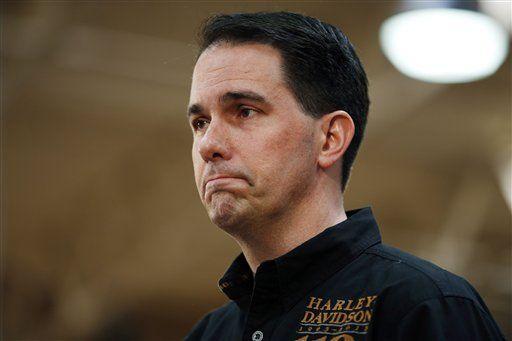 Republican presidential candidate Wisconsin Gov. Scott Walker speaks during a campaign event at a Harley-Davidson dealership Tuesday, July 14, 2015, in Las Vegas. (AP Photo/John Locher)