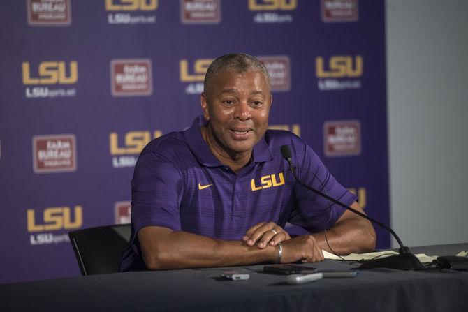 LSU basketball head coach Johnny Jones addresses the media during the basketball media session Wednesday, July 1, 2015 in the media room of the LSU basketball practice facility.