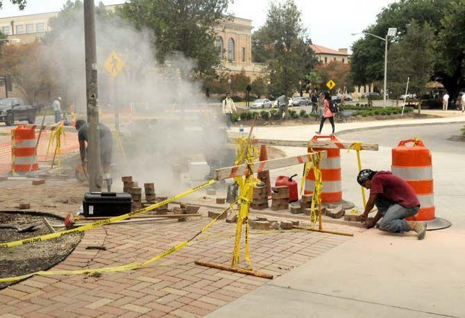 Construction ongoing in Quad, traffic circle