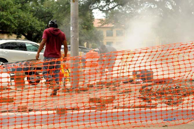 Construction ongoing in Quad, traffic circle