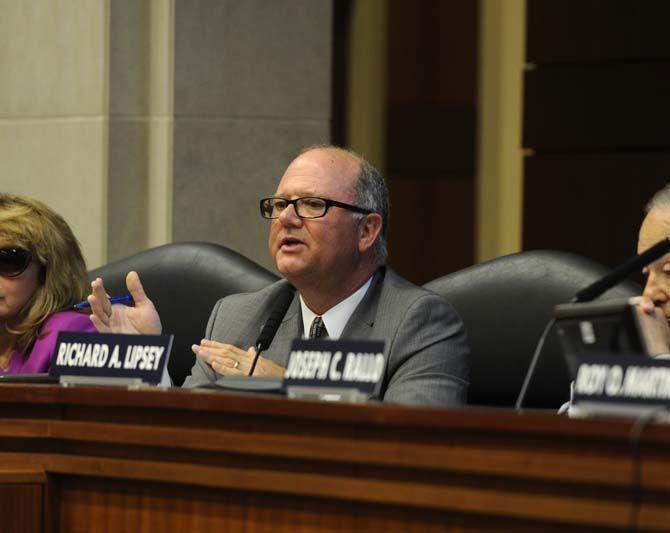 Board of Regents member Joseph C. Wiley shares his views on the maintenance issues, federal grants, and sexual misconduct issues on Wednesday Aug. 26, 2015, in the Claiborne Building in Baton Rouge.