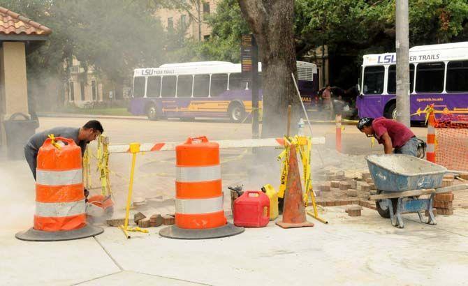 Construction ongoing in Quad, traffic circle