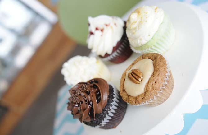 A pecan pie cupcake and other special varietys are on display at Cupcake Allie Thursday, March 19, 2015 located on Perkins Rd.