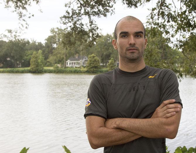 LSU mechanical engineering sophomore Sam Aleman on Tuesday, Sept. 15, 2015 on the trails of the LSU Lakes.