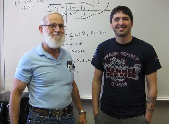 Mathematics professor Leonard Richardson (left) is one of three professors who helped acquire the GAANN grant which goes to mathematics doctoral students such as Eric Bucher (right).