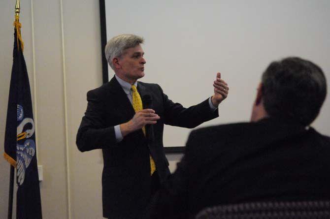 United States senator, Bill Cassidy, talks to LSU engineering and medical students about the future of healthcare on Friday, April 24, 2015 in Patrick F. Taylor.