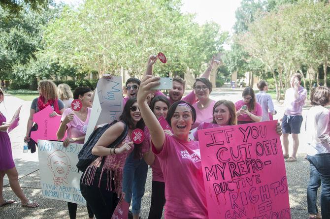 Planned Parenthood Generation Action staged a social-media driven event called "PinkOut" on Tuesday, Sept. 29, 2015 in the Quad in order to show support for Planned Parenthood.