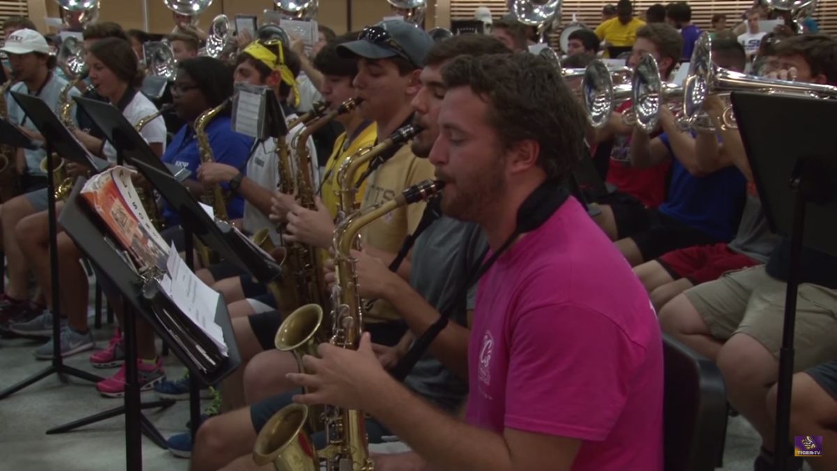 Band members practice South Carolina Alma Mater