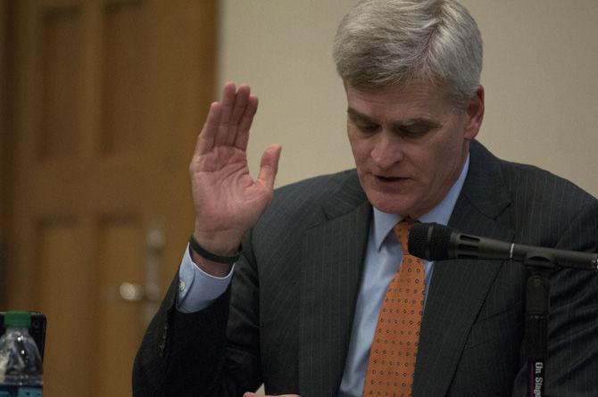 Senator Bill Cassidy speaks out on dyslexia Oct. 13, 2015, during a U.S. Senate committee hearing in the Dalton Woods Auditorium.