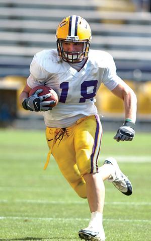 Running back Jacob Hester rushes during LSU's spring game. Hester is listed as the Tigers' starting fullback and second-string tailback behind Justin Vincent.