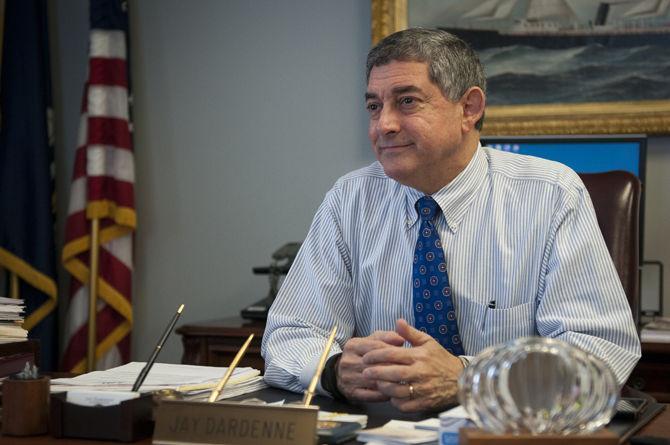 Gubernatorial candidate John Leigh "Jay" Dardenne sits behind his desk on Friday, Oct. 2, 2015, at the Capitol Annex building where he currently serves as Lieutenant Governor.