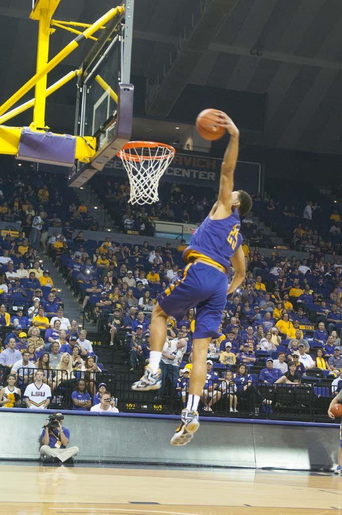 LSU freshman forward Ben Simmons (25) dunks on Saturday Oct. 17, 2015, in the Pete Maravich Assembly Center.