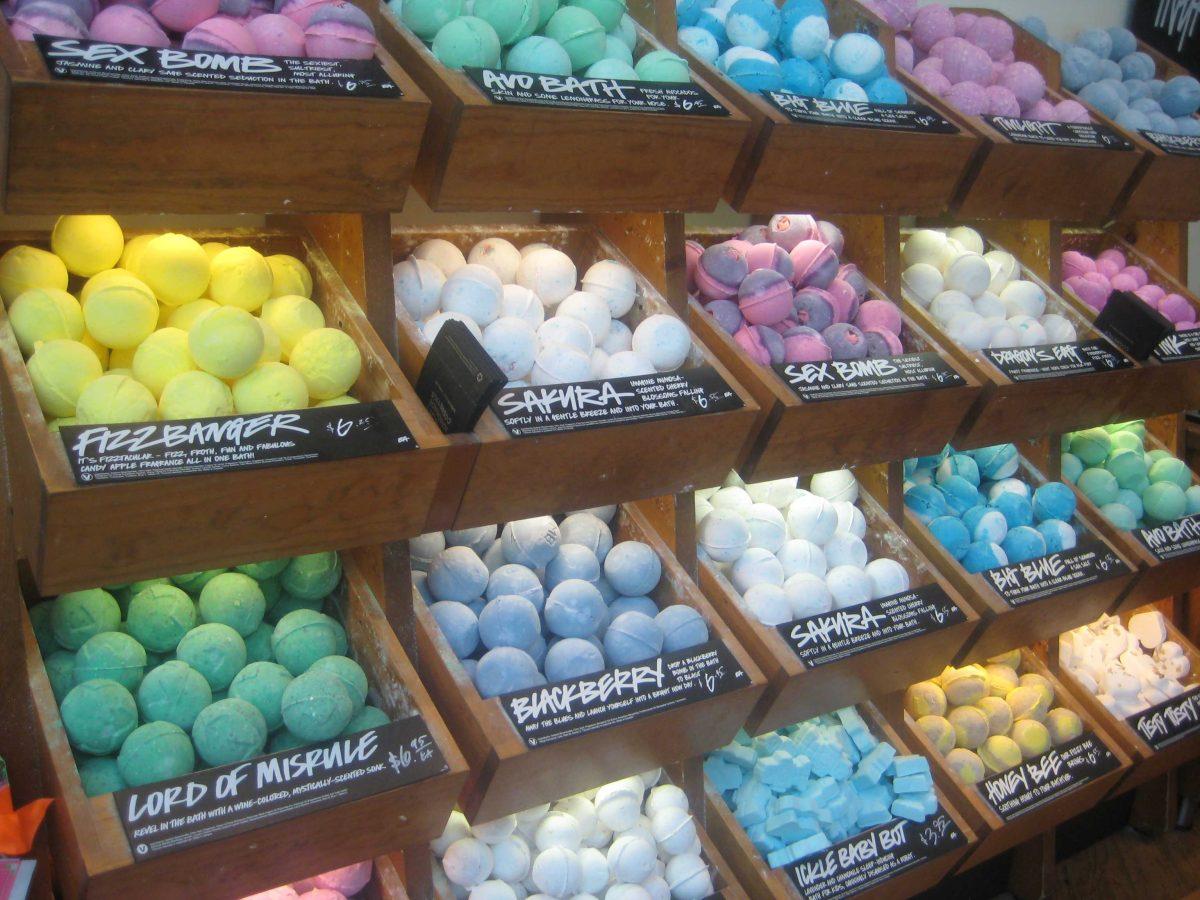 LUSH bath bombs on display at the Mall of Louisiana on October 12, 2015.