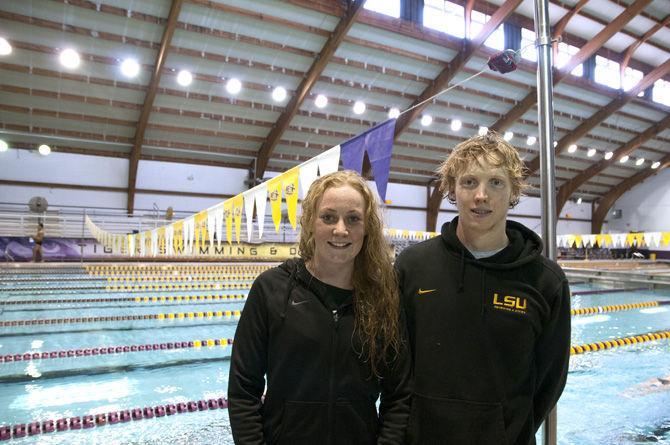 Taryn MacKenzie and Damen Pheiffer have formed a deep bond as the only two African members of the LSU Aquatics team.