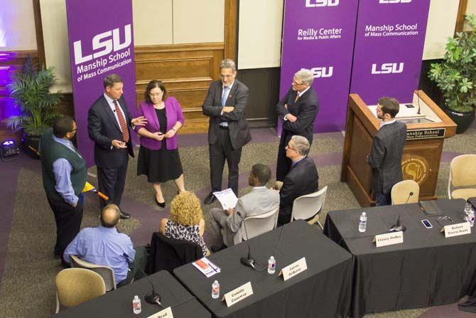 Journalist discuss the Gubernatorial debate on Monday, Nov. 30, 2015, at the Holliday Forum.