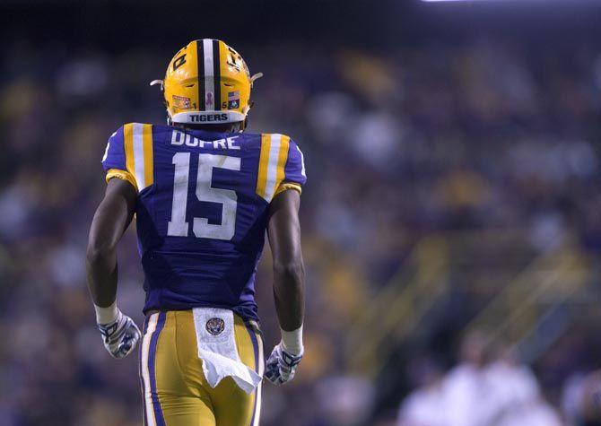 LSU sophomore wide receiver Malachi Dupre (15) stands on the field during the Tigers&#8217; 44 to 22 victory against Eastern Michigan on Saturday October 3 2015, in Tiger Stadium.