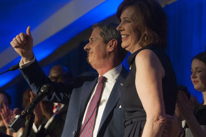 Republican U.S. Sen. David Vitter concedes to Democratic state Rep. John Bel Edwards in Louisiana's gubernatorial election on Saturday, Nov. 21, 2015 at the Hilton New Orleans Airport Hotel.