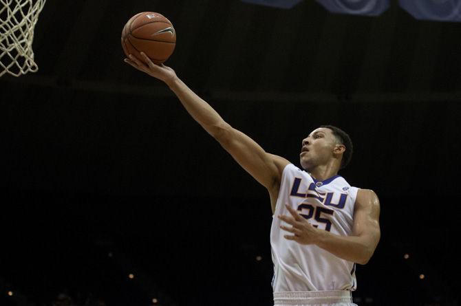 LSU freshman forward Ben Simmons (25) shoots during the Tigers' 98-72 victory against Southwest Baptist University on Nov. 6, 2015, in the PMAC.