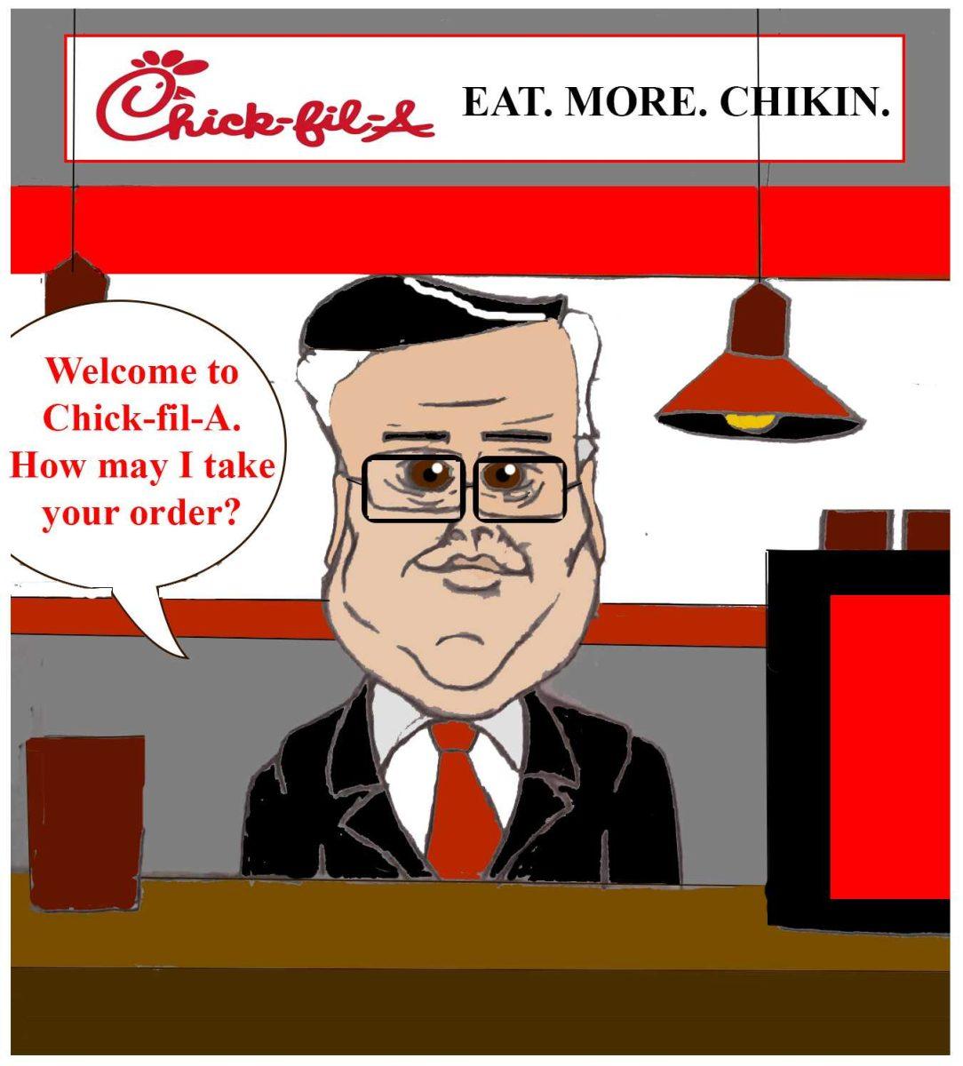 Jeb Bush working at Chick-fil-A