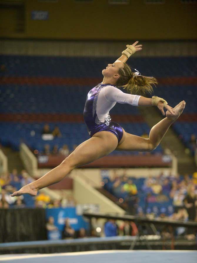 LSU sophomore all-around Ashleigh Gnat performs her floor rutine during the 2015 NCAA gymnastics championships on Friday, April 17, 2015 in Fort Worth, Texas.