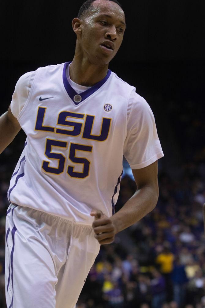 LSU Junior Guard Tim Quarterman (55) sprints down the court in a 90-81 LSU victory against Ole Miss on Wednesday, Jan. 13, 2016 at the PMAC