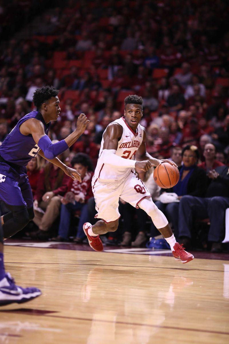 Oklahoma senior guard Buddy Hield drives towards the goal against the Kansas State on Jan. 9.