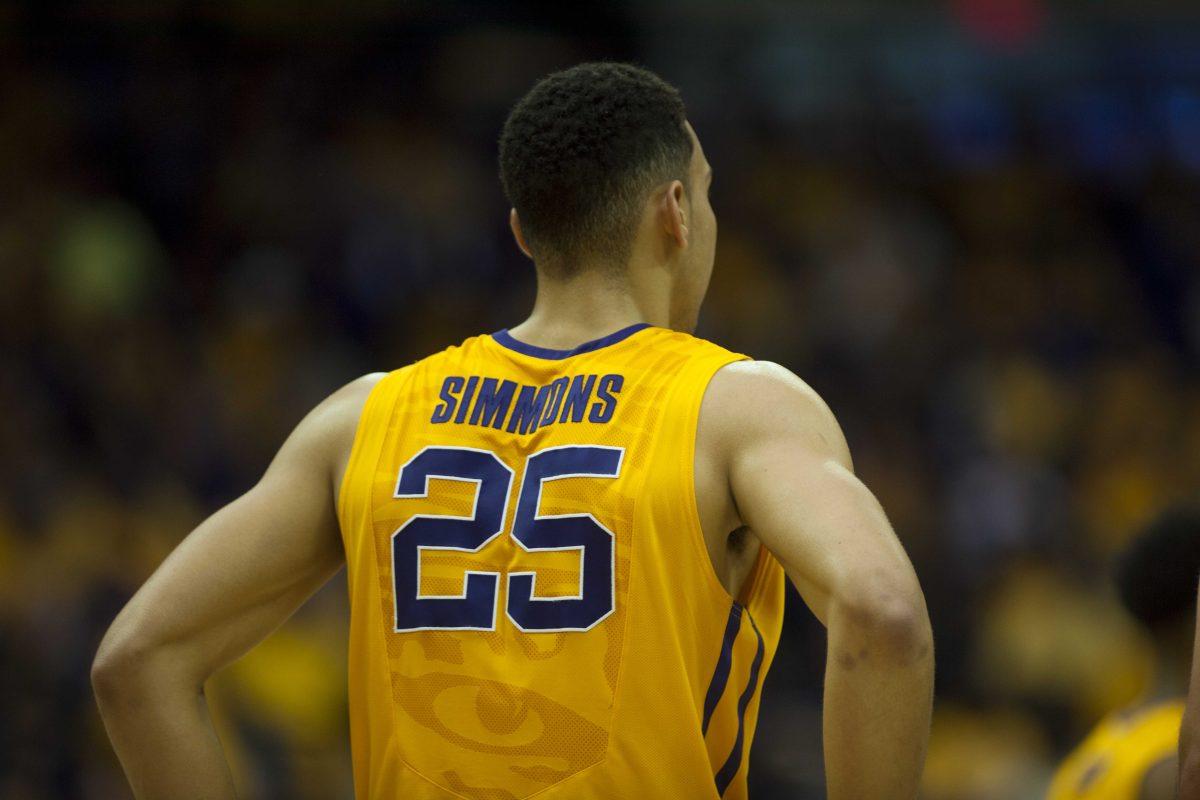 LSU freshman forward Ben Simmons (25) awaits a free throw from a teammate during the devastating LSU 75-77 loss against the Oklahoma Sooners on Saturday Jan. 30, 2016, in the PMAC.