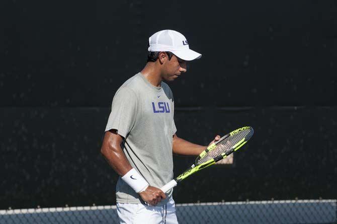 Senior, Boris Arias, competes in the Tennis Invitational on Nov. 05 at the new Tennis Complex on Gourrier Ave.