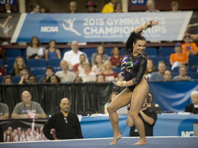 LSU sophomore all-arounder Ashleigh Gnat performs her floor routine during the 2015 NCAA individual event finals on Sunday, April 19, 2015 in Fort Worth, Texas.