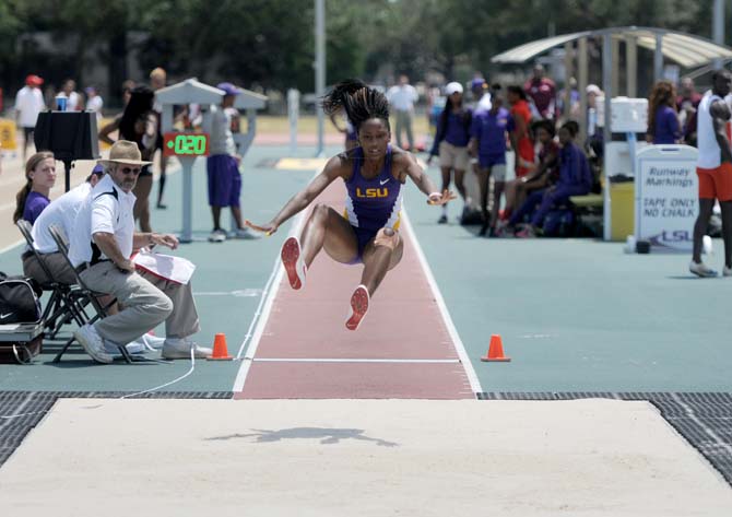 LSU freshman Nataliyah Friar competes in the triple jump event Saturday, May 3, 2014 at the LSU Bernie Moore Track Stadium.