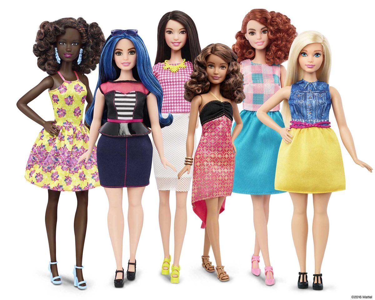 This photo provided by Mattel shows a group of new Barbie dolls introduced in January 2016. Mattel, the maker of the famous plastic doll, said it will start selling Barbie&#8217;s in three new body types: tall, curvy and petite. She&#8217;ll also come in seven skin tones, 22 eye colors and 24 hairstyles. (Mattel via AP)