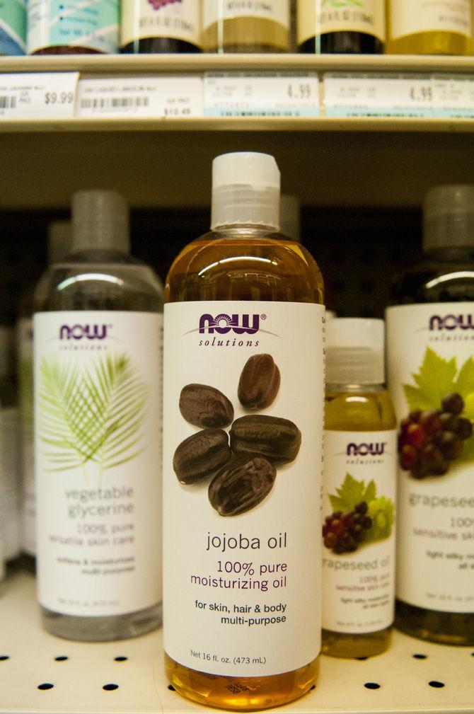 Jojoba oil is available for purchase for deep skin and hair treatment on Monday, Jan. 18, 2016, at Our Daily Bread on Florida Blvd.