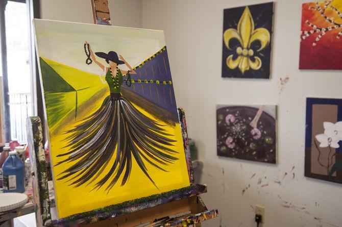 Painting and Pinot hosts Mardi Gras lady painting class