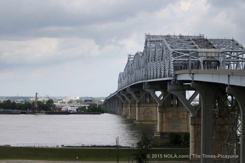 DOTD conducts inspections and repairs of the Huey P. Long Bridge on July 22, 2015. The Huey P. Long Bridge underwent a $1 billion expansion and makeover after Hurricane Katrina.