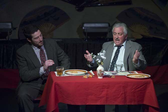 Actors perform on stage during their last dress rehearsal of Glengarry Glen Ross on Wednesday, February 10, 2016 at Theatre Baton Rouge.