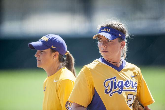 LSU sophomore pitcher Carley Hoover (21) throws first career no-hitter during the Tigers' 16-0 victory against Tennessee Tech in five innings on Sunday, Mar. 6, 2016 in Tiger Park.