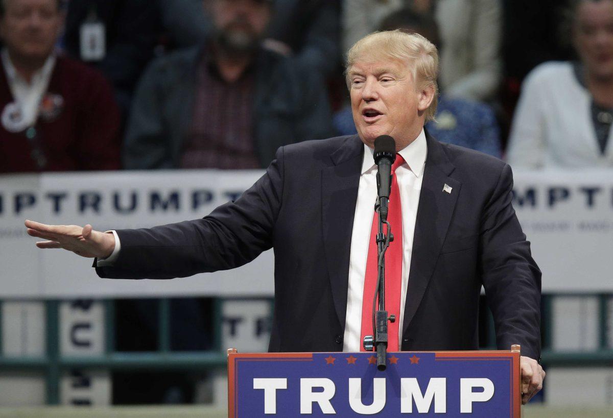 Republican President Donald Trump speaks during a campaign rally in Concord, N.C., Monday, March 7, 2016. (AP Photo/Gerry Broome)