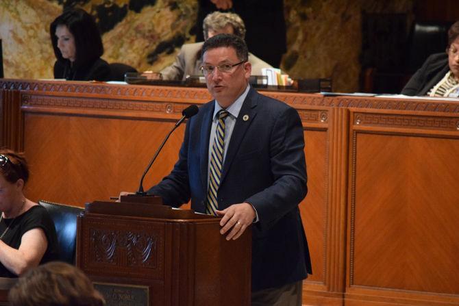 Rep. John Schroder, R-Covington, debating a bill on the House floor Tuesday.