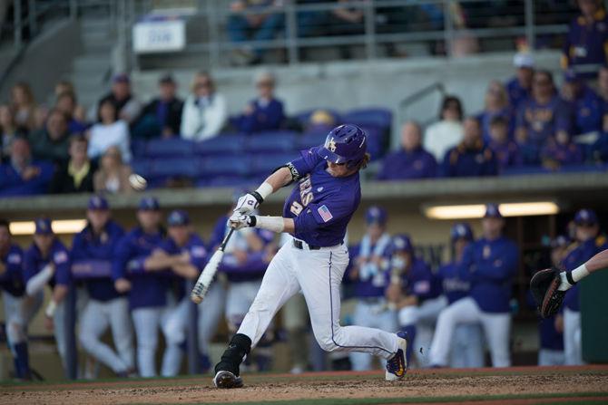 LSU Sophmore Catcher Michael Papierski (2) at bat during LSU's 5-4 loss against Sacramento State on Saturday, Feb. 27, 2016 at Alex Box Stadium