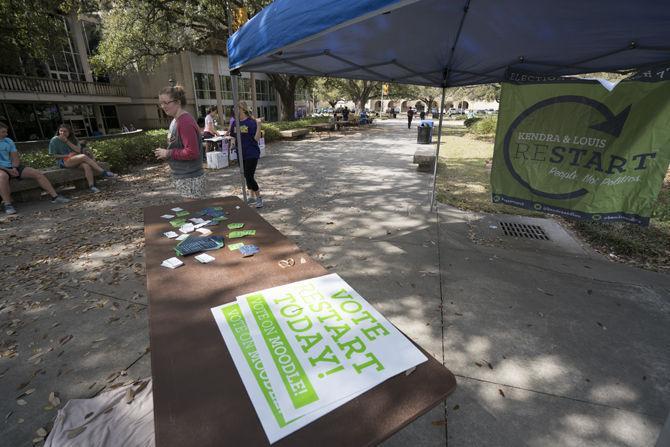 Students campaign for the Student Government General Election on Monday, Mar. 7, 2016 on LSU campus.